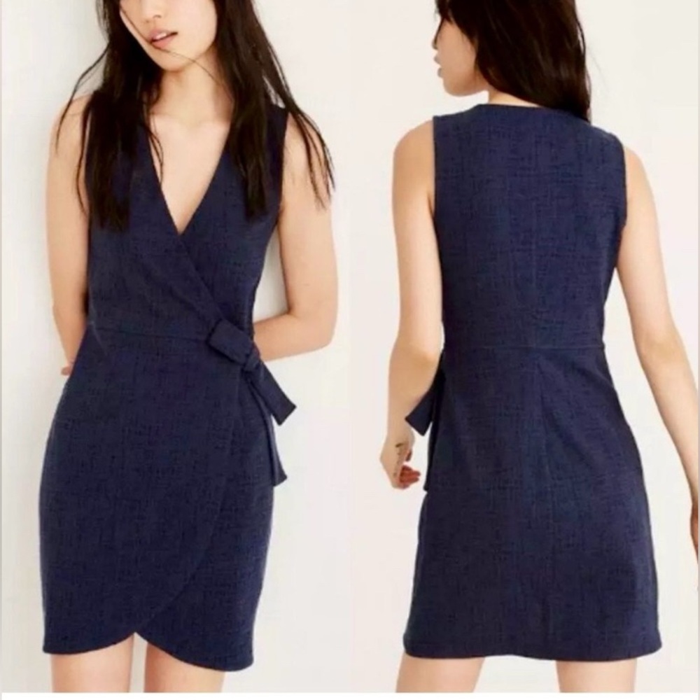 Madewell Navy Texture & Thread Short-Sleeve‎ Side-Tie Dress M